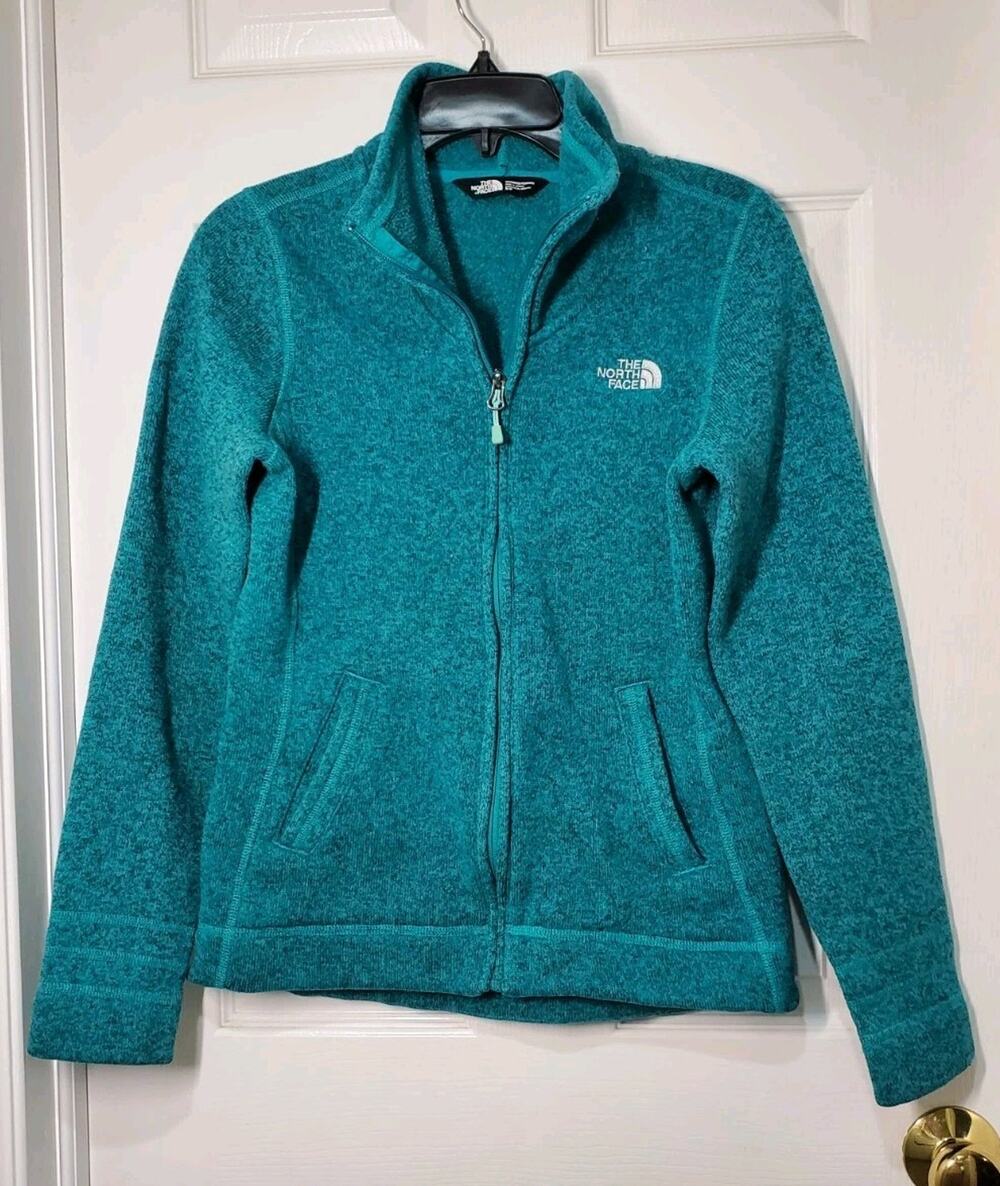 The North Face Womens Small Full Zip Fleece Jacket Teal Turquoise Outdoor S